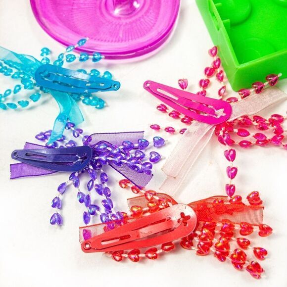 Oshkosh Pink Floral Jelly Sandals Plus Bunches of Barettes Sz 9 - Picture 9 of 11